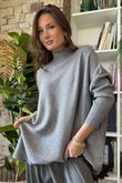 Charli Honeycomb Oversized Turtle Knit Grey Marl